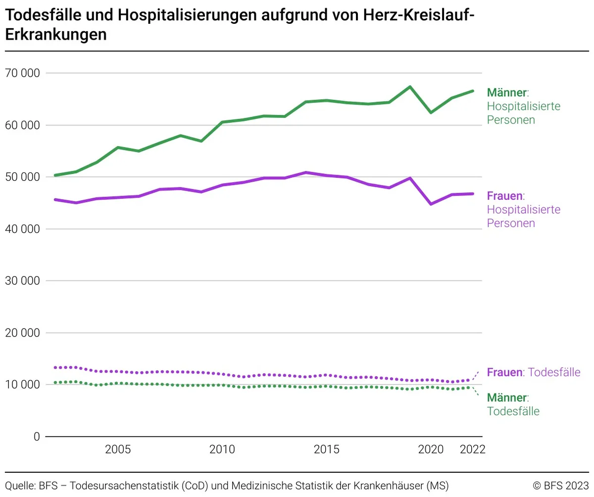 Man sieht eine Statistik über Herz-Kreislauf-Erkrankungen.